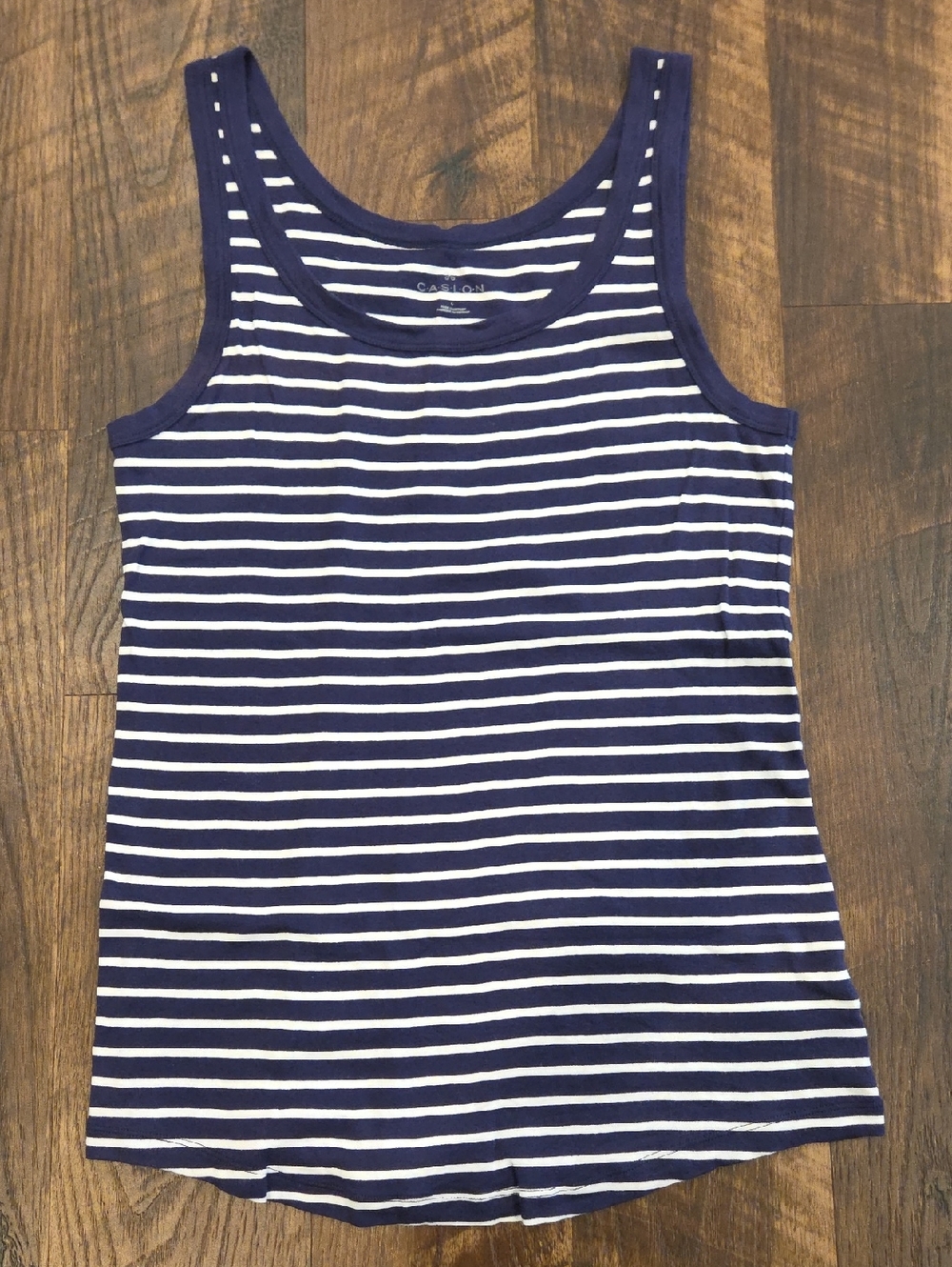 Caslon Blue Striped Tank Top, Size Large